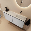 MONDIAZ TURE-DLUX Meuble toilette - 100cm - Plata - EDEN - vasque Opalo - position droite - sans trou de robinet SW1104463