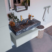 Mondiaz ALAN-DLUX Ensemble de meuble - 90cm - meuble Clay mat - 1 tiroir - Lavabo Cloud Lava suspendu - vasque Centre - 1 trou de robinet SW808574