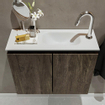 MONDIAZ TURE Kit lave-mains - 60x23x50cm - 1 trou de robinet - 2 portes - marron foncé mat - Lavabo à droite - Acrylique Blanc SW475183