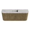 Mondiaz JOYA-DLUX Meuble de salle de bains - 103,2 cm - arrondi gauche et droit couleur Dusk - Vasque FAYE position Milieu Sans trou de robinet couleur Glace SW1423187
