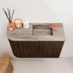 Mondiaz JOYA-DLUX 61.6cm toiletmeubel - ronding links kleur Walnut - Wastafel FAYE positie Rechts 1 kraangat kleur Oza. SW1424588