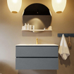 Mondiaz VICA-DLUX Ensemble de meuble de salle de bain - 90cm - meuble sous-vasque plata - 2 tiroirs - lavabo encastré cloud milieu - 1 trou de robinet - version haute de 60cm - ostra SW1085716