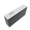 MONDIAZ TURE-DLUX meuble WC 100 cm Dark Grey. EDEN lavabo Opalo position gauche. Avec 1 trou de robinet. SW1104265