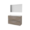 Basic-Line Basic 39 ensemble de meubles de salle de bain 100x39cm sans poignée 2 tiroirs lavabo acrylique 1 trou pour robinet miroir mfc scotch oak SW350738