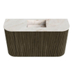 Mondiaz JOYA-DLUX Meuble de salle de bains 73.2cm - arrondi gauche et droite couleur Shadow - Vasque FAYE position Milieu Sans trou de robinet couleur Frappe SW1422700