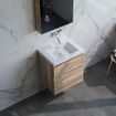 BRAUER Foggia Plan vasque 60x46cm sans trous de robinet avec trop plein et vasque simple marbre minéral Blanc mat SW542356