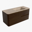 Mondiaz CIRO-DLUX Badkamermeubelset - 110x45x50cm - Solid surface wastafel Arena - 1 wasbak Rechts - zonder kraangaten - 2 lades - Walnut SW1530458