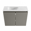 MONDIAZ TURE-DLUX Meuble toilette - 60cm - Smoke - EDEN - vasque Opalo - position gauche - sans trou de robinet SW1104558