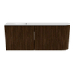 Mondiaz JOYA 101.6cm meuble de salle de bains - arrondi droit couleur Walnut - Vasque FAYE position Gauche 1 trou de robinet couleur Talc. SW1421279