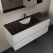 Mondiaz AIVY Ensemble de meuble - 120x45x50cm - 1 trou de robinet - 1 vasque Urban Solid surface - Centre - 2 tiroirs - avec armoire de toilette - MDF Talc SW892349