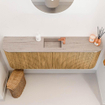 Mondiaz JOYA-DLUX 123.2cm toiletmeubel - ronding links en rechts kleur Oak - Wastafel FAYE positie Midden 1 kraangat kleur Saba. SW1424228