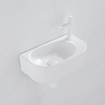 Fugaflow Efficiente Pietra Ensemble pour lave-mains - 40x21.5x12cm - droit - nervuré - semi-circulaire - 1 trou de robinet - céramique - robinet de fontaine blanc mat - bonde - siphon abaissé - blanc brillant SW1442436