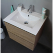 Basic Bella Meuble avec lavabo en porcelaine 1 trou de robinet 60x55x46cm avec armoire toilette à 1 porte gris Chêne SW398094