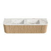 MONDIAZ KURVE-DLUX 170cm Meuble salle de bain avec module 25 G et D - couleur Oak - 1 tiroir - 2 portes - vasque LEAF double - 2 trous de robinet - couleur Frappe SW1137395