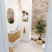 Mondiaz JOYA-DLUX 60cm toiletmeubel - kleur Oak - Wastafel FAYE positie Links 1 kraangat kleur Frappe. SW1421885