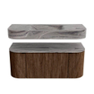 MONDIAZ THOR-DLUX 110cm badmeubel ronding links + rechts kleur Walnut met 1 lade en 2 deuren. Vrijhangende wastafel CLOUD Midden 1 kraangat kleur Sombra. SW1463035