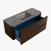 Mondiaz CIRO-DLUX Ensemble de meubles de salle de bains - 120x45x50cm - lavabo en solid surface Sombra - 1 vasque au milieu - sans trous de robinet - 2 tiroirs - Noyer SW1530749