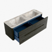 Mondiaz CIRO-DLUX Ensemble de meubles de salle de bains - 140x45x50cm - lavabo en solid surface Frappe - 2 vasques double - 2 trous de robinetterie - 4 tiroirs - Shadow SW1532025