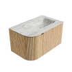 MONDIAZ KURVE-DLUX meuble de salle de bains 75cm avec module 25 L couleur Oak avec 1 tiroir et 1 porte. Lavabo GRUNNE à droite sans trou de robinet couleur Glace. SW1137927