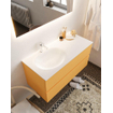 MONDIAZ VICA Ensemble de meuble salle de bain - 100cm - 2 tiroirs - lavabo Moon gauche - 1 trou de robinet - solid surface ocre SW411080