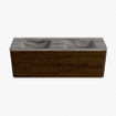 Mondiaz CIRO-DLUX Badkamermeubelset - 150x45x50cm - Solid surface wastafel Sombra - 2 wasbak Dubbel - zonder kraangaten - 4 lades - Walnut SW1530863