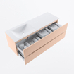MONDIAZ VICA Ensemble meuble de salle de bains - 140cm - meuble bas rosee- 2 tiroirs - vasque cloud gauche - 1 trou de robinet - version haute 60cm - talc SW1083486