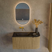 Mondiaz KURVE Ensemble de meuble salle de bain - 85x46x40cm - 1 tiroir - 1 porte - lavabo en solid surface - gauche - sans trou de robinet - Dusk SW1415077