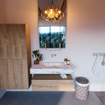 Mondiaz ALAN-DLUX Ensemble de meuble - 100cm - meuble Washed Oak mat - 1 tiroir - Lavabo Cloud Glace suspendu - vasque Centre - 0 trous de robinet SW808821