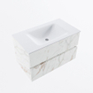 Mondiaz VICA ensemble de meuble de salle de bain - 80cm - meuble sous-vasque carrara - 2 tiroirs - lavabo cloud milieu - 1 trou de robinet - version haute de 60cm - talc SW1084915