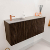 Mondiaz JOYA-DLUX 90cm toiletmeubel - kleur Walnut - Wastafel FAYE positie Links 1 kraangat kleur Glace. SW1422384