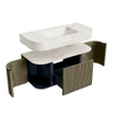 MONDIAZ THOR-DLUX Meuble de salle de bains - 100cm - arrondi gauche + droite - couleur Shadow - 1 tiroir - 2 portes - Vasque suspendue CLOUD Milieu sans trou de robinet - couleur Ostra SW1467524