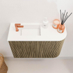 Mondiaz JOYA 61.6cm meuble de toilette - arrondi droit couleur Dusk - Lavabo FAYE position Gauche 1 trou de robinet couleur Talc. SW1421585
