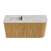 Mondiaz JOYA-DLUX 81,6cm meuble WC - arrondi à droite couleur chêne - Lavabo FAYE position gauche sans trou de robinet couleur Opalo. SW1422177