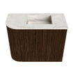 Mondiaz JOYA-DLUX 51.6cm toiletmeubel - ronding links kleur Walnut - Wastafel FAYE positie Rechts Zonder kraangat kleur Ostra. SW1422625