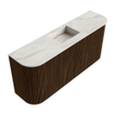 Mondiaz JOYA-DLUX Meuble de salle de bains 93,2cm - arrondis gauche et droite couleur Noyer - Vasque FAYE position Milieu 1 trou de robinet couleur Ostra. SW1422658