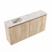 MONDIAZ TURE-DLUX Meuble toilette - 100cm - Washed Oak - EDEN - vasque Glace - position gauche - 1 trou de robinet SW1103585