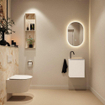 MONDIAZ TURE-DLUX Meuble toilette - 40cm - Talc - EDEN - vasque Frappe - position droite - 1 trou de robinet SW1102582