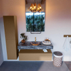 Mondiaz ALAN-DLUX Ensemble de meuble - 120cm - meuble Oro mat - 1 tiroir - Lavabo Cloud Lava suspendu - vasque Centre - 1 trou de robinet SW808178