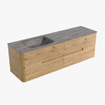 Mondiaz CIRO-DLUX Badkamermeubelset - 160x45x50cm - Solid surface wastafel Oza - 1 wasbak Links - 1 kraangat - 4 lades - Oak SW1531166