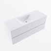 MONDIAZ VICA meuble sous lavabo 120cm Talc 2 tiroirs. Lavabo CLOUD centre 1 trou de robinet, couleur Talc. SW1381892