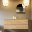 MONDIAZ VICA-DLUX Ensemble meuble de salle de bains - 130cm - meuble bas Washed oak - 4 tiroirs - lavabo encastré cloud à droite - 1 trou de robinet - version haute 60cm - opalo SW1088447