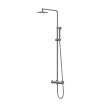 IVY Pact Ensemble douche pluie - mural - pomme de douche slim 20 cm - douchette stick - Metal black brossé PVD SW1034792