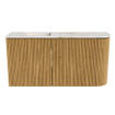Mondiaz JOYA-DLUX 81.6cm toiletmeubel - ronding rechts kleur Oak - Wastafel FAYE positie Links 1 kraangat kleur Frappe. SW1421928