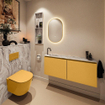 MONDIAZ TURE-DLUX Meuble toilette - 120cm - Ocher - EDEN - vasque Glace - position gauche - 1 trou de robinet SW1103413