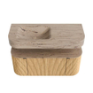MONDIAZ THOR-DLUX 110cm meuble de salle de bains arrondi gauche + droite couleur Oak avec 1 tiroir et 2 portes. Vasque suspendue CLOUD gauche 1 trou de robinet couleur Arena. SW1462874