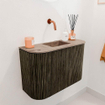Mondiaz JOYA-DLUX Meuble de toilettes 63,2 cm - arrondi à gauche et à droite couleur Shadow - Lavabo FAYE position Centrale Sans trou de robinet couleur Arena. SW1424844