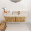 Mondiaz JOYA-DLUX 83.2cm toiletmeubel - ronding links en rechts kleur Oak - Wastafel FAYE positie Midden 1 kraangat kleur Opalo. SW1422162