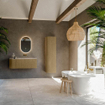 Mondiaz KURVE-DLUX Ensemble de meuble de salle de bains - 115x46x40cm - 1 tiroir - 1 porte - lavabo solid surface - droit - sans trou de robinet - Dusk SW1414894