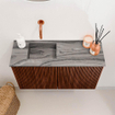 Mondiaz JOYA-DLUX 70cm toiletmeubel - kleur Ruby - Wastafel FAYE positie Links Zonder kraangat kleur Sombra. SW1425659