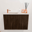 Mondiaz JOYA-DLUX 60cm toiletmeubel - kleur Walnut - Wastafel FAYE positie Links 1 kraangat kleur Nata. SW1424470